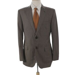 Hickey Mens Brown Worsted Wool Classic Blazer Size 40
